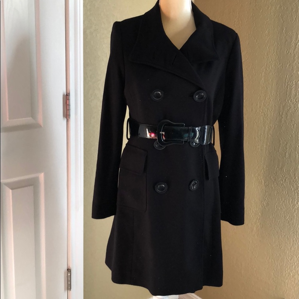 Black double breasted trench coat